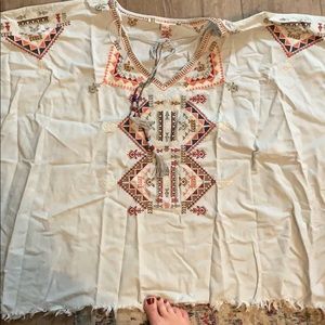 Aztec/tribal top with blue background